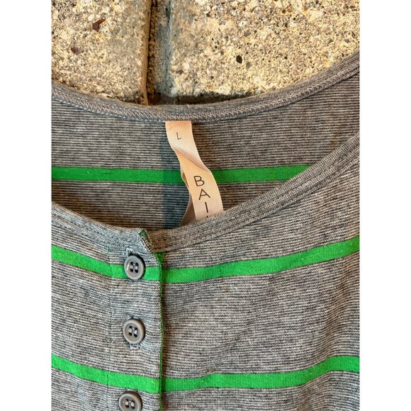 Bailey 44 Womens Green & Gray Striped Long Sleeve Top Size L - Picture 4 of 8